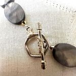 Gray Shell Beaded Monogram Pendant Necklace with Toggle Clasp Photo 8