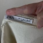 ZARA  button up ruffle sleeve linen blend *belted cream A-line mini dress S Photo 4