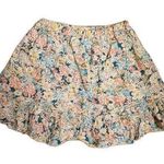 Solitaire  Sz L Floral Eyelet Ruffle Cottage Summertime Boho Peasant Mini Skirt Photo 0
