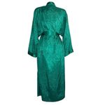 Victoria's Secret Vintage 80s  Robe L Gold Label Satin Long Emerald Jacquard Korea Photo 4