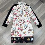 Pam & Gela Fineline Floral Track Sheath Shirt Dress Ivory Black Medium Mini Photo 13