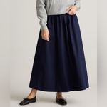 Quince NWT  Elegant 100% Organic Cotton Navy Blue Women's Maxi A Line Skirt Sz L Photo 1