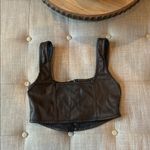 Motel Rocks Motel Brown Faux Leather Corset Top Size Small Photo 6