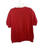 American Vintage Vtg 80’s Red Short Sleeve Rouched Top Gold Rhinestone Broach Size Medium Photo 1