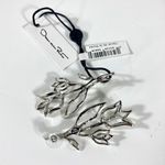 Oscar de la Renta NWT  Floral Bouquet Drop Earrings Silver Color Photo 7