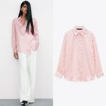 ZARA  Light Pink Patterned Satin Effect Blouse Size S Photo 1