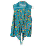 Bongo Women's Sleeveless Collared Button Front Tie hem Shirt Blue Floral Sz XL Photo 1