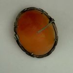 Antique Shell Cameo 800 Silver w Marcasite Pin Brooch vintage 1930’s? Orange Photo 11