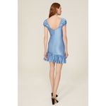 Paco Rabanne Blue Metallic Puff Sleeve Ruffle Hem Mini Party Dress sz 42 10 Photo 10