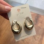 NWT J.Crew Oval Puff Hoop Earrings In Gold Photo 3