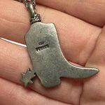 Signed COP Pewter Silver Tone / Turquoise Blue Color Cowgirl Boot With Spur Photo 7