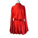 CAROLINE CONSTAS Aesha Bell Sleeve Mini Shirt Dress in Madder Red Small New Photo 5