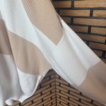 Free People  Tan And White Checkered Sweater Size Medium Photo 4