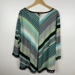 Multiples Womens Multicolor Striped Crochet Trim Tunic Sz 1X | Coastal Beachy Photo 10