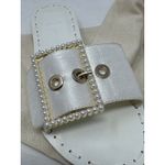 New Dolce Vita Women's Dasa Embellished Buckled Slide Flat Sandals Women's 5.5 White Photo 6