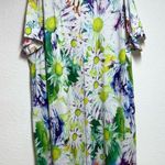 Floral V Neck Short Sleeve Dress White Size 4X Photo 1