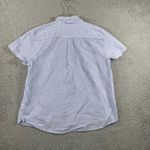 LL Bean Seersucker Shirt Women XL Popover Blue White Striped Short Sleeve Photo 2
