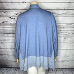 LOGO By Lori Goldstein LOGO Lounge Sz 2X Blue - Swiss Dot Chiffon Trim Open Front Knit Cardigan Jacket Photo 2