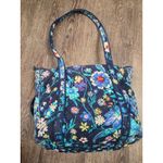 Vera Bradley Iconic Tote Bag Moonlight Garden Navy Blue Purse Zip Top Shoulder Photo 4