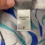 Natori  Floral 3/4 Sleeve Blouse Womens‎ Size M Blue Boho Beachy Photo 5