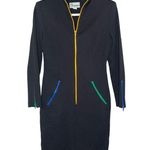 Vintage Parfait Zip Front Knit Dress Size Small Size 4 Black Long Sleeve Yellow Photo 6