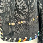 Alberto Makali Embellished Jacket Women's Large Black Velvet Beaded Open Front Photo 5