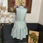 Amanda Uprichard  Connolly Ice Blue Shimmer Tiered Mini Dress - Sz S 🧡🎀 Photo 10