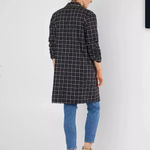 Gimmicks by BKE  plaid embellished long jacket Blazer Navy Women’s size S Photo 1