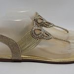 Rouge Helium Women's Rhinostone Thong Slip On Slingback Flat Sandals Gold Sz 7.5 Photo 1