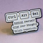 White Ctrl Alt Del Enamel Pin Photo 1