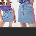 ZARA Authentic Denim TRF Womens Size Small Blue Denim Jean Skirt Red Stripe Mini Photo 1