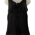 White House | Black Market 100% Silk Sleeveless Ruffle Tie Front Blouse S Small Photo 0