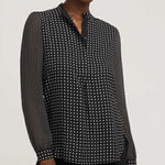 Anne Klein  mixed polka dot print‎ black white blouse size S BIN G Photo 0