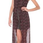 Volcom black red sheer floral rose cape top party dress vacation pool cover up Photo 1