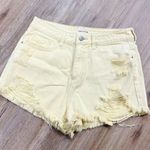 PacSun Yellow Distressed Denim Shorts Photo 0