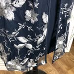 Connected Apparel Dress Floral Embroidered Mesh Jacket Split Front Navy/White 12 Photo 6