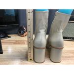 Free People  Sienna Bootie Women's 9.5 White Leather Side Zipper Block Heel Boots Photo 4