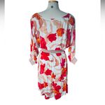 Maeve Anthropologie Dress Gemma Midi 3/4 Sleeve Floral Blue ,Orange ,Red Size M Photo 9