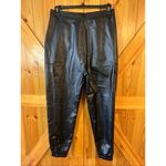 Missguided  Women’s Faux Leather Tapered Jogger Zip Pants Black Size 10 (5446) Photo 4