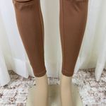 Zenana New Women's Wide Waistband High Rise Full Length Moto Leggings Brown Camel Size Small Photo 7
