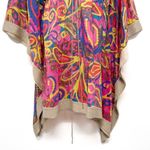 Anthropologie Vibrant Bold Paisley Floral Print Sheer Swim Cover Up Kaftan Tunic Top Shirt Photo 4