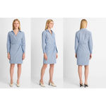 Women's FARROW Blue White Striped Wrap Mini Dress M Size M Photo 1