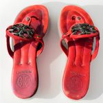 Tory Burch  Miller Sandals Tory Red Gold Plated‎ Logo Size 7  Resort Beach Photo 2