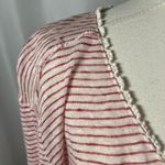 Sundance Linen Long Sleeve V Neck Top Pink Stripe Lightweight Made in Portugal M Photo 2