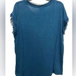 Anthropologie Shirt Womens Medium Blue Boat Neck Ruffle Short Sleeve Tee, Dolan Photo 1