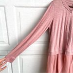 LOGO By Lori Goldstein LOGO Lori Goldstein Womens Cardigan Pink Drape Mixed Media Long Sleeve Small Photo 5