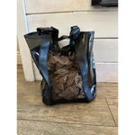 No Boundaries  NB211129 Black Leather Mesh Beach Tote Bag Photo 1