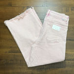 Risen  HIGH RISE WIDE LEG JEANS WOMENS 11/30W STRETCH DENIM RAW HEM Pink NWT Crop Photo 0