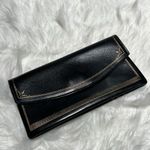 60s Vintage Black & Gold Leather Clutch B92 Photo 1