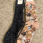 Aerie  American Eagle Black Marled Orange Graphic Spooky Halloween Crew Socks Set Photo 0